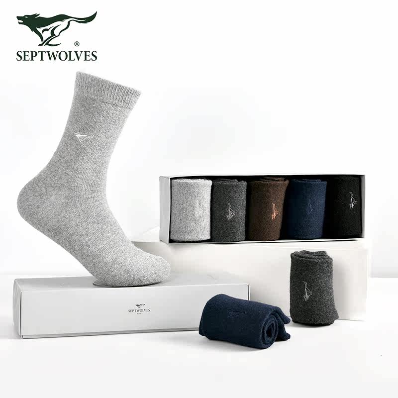 七匹狼男士秋冬羊毛毛绒休闲袜 盛旺服饰短袜/打底袜/丝袜/美腿袜