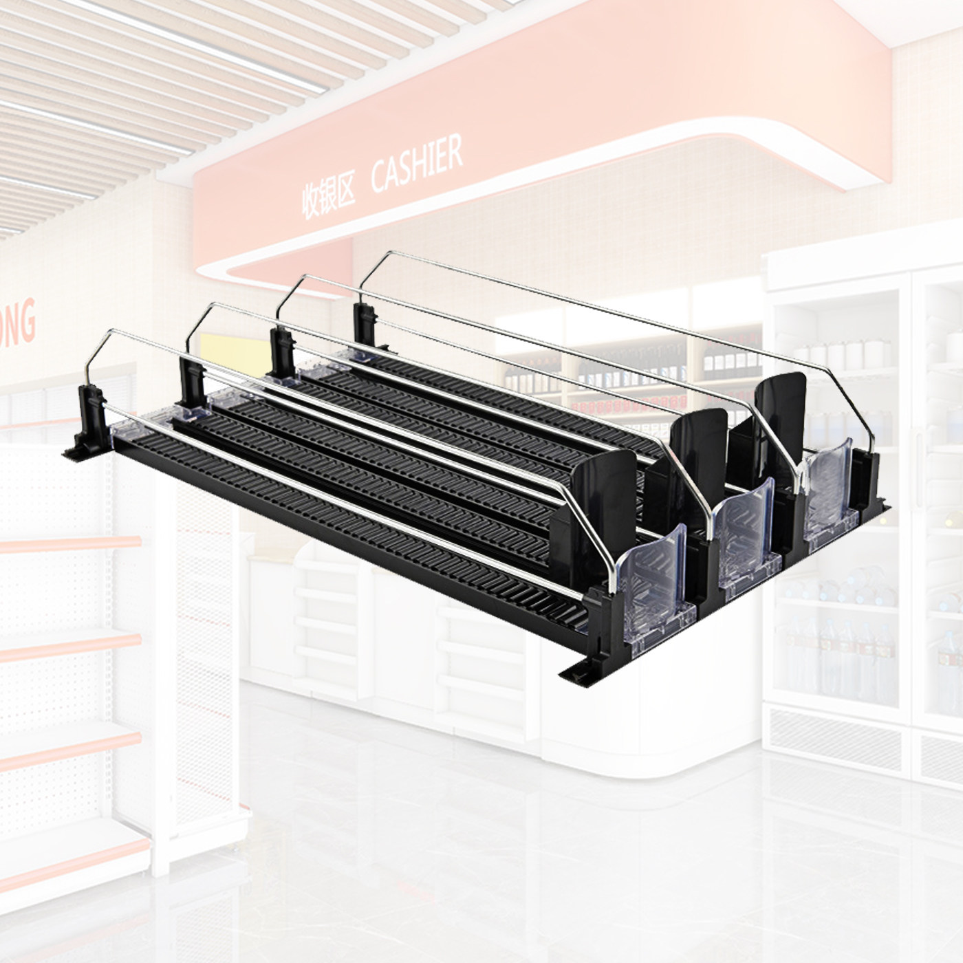 超市冰柜饮料滑道推进器滚珠款助推器自动补位家居饮料收纳放置架,淘宝优惠券,粉丝福利购,淘宝优惠卷