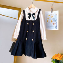 Girl Lian Dress Spring Autumn Clothing 2023 New Ocean Gas Fashion College Wind Princess Dresses Big Boy Leave Two Sets