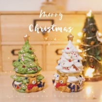 One drawer cute ceramic first decorated box Christmas tree Bear containing jar Decorative Pendulum with New Years Gift