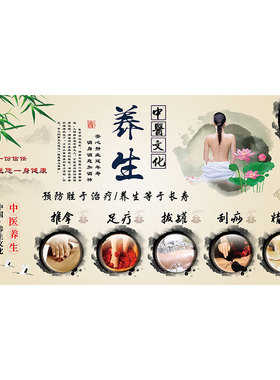 中医养生文化推拿自粘海报画