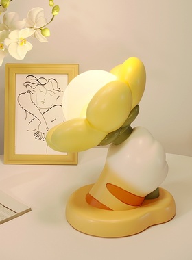 创意可爱摆设植物猫爪花朵小夜灯卧室客厅氛围感生日儿童房摆件