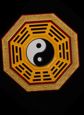桃木八卦镜挂件彩绘凸面凹虎头化解大门对门电梯楼梯窗户家用阳台