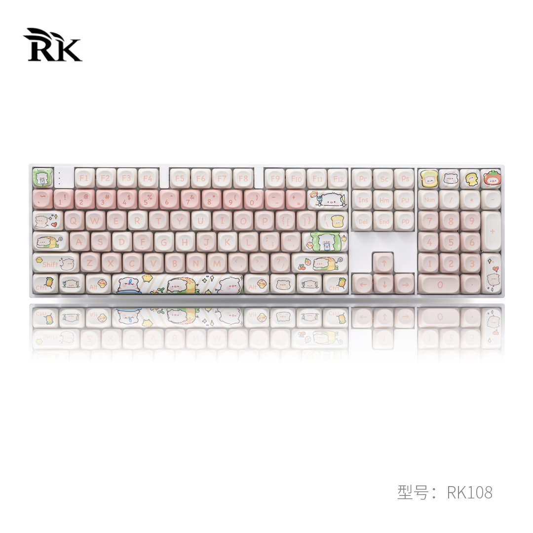 RK108三模无线客制化机械键盘套件RGB灯光104静音麻将音TTC酒红轴 - 图0