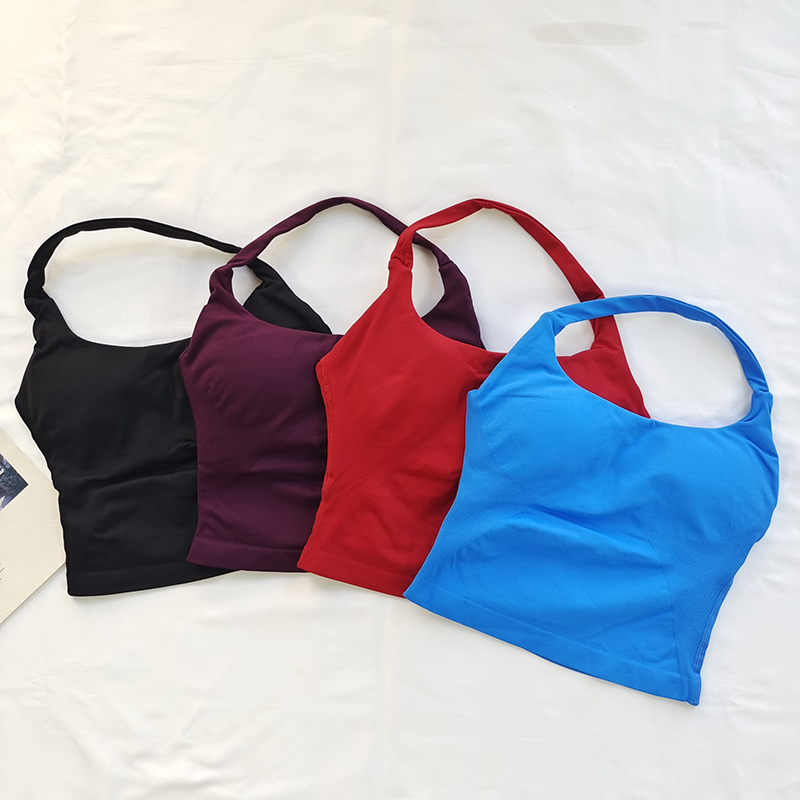 Imp**夏季新品!Df系列高强度露背带胸垫方领挂脖长款运动背心女 - 图2