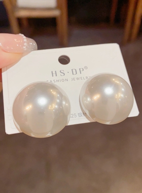 925银针夸张大珍珠耳钉女