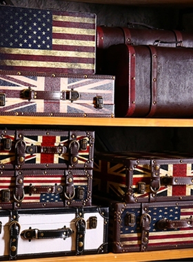 美式风行李箱英文摆件装饰品