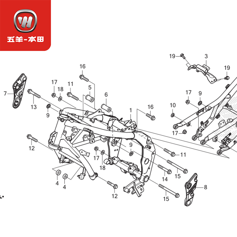 五羊本田NX400 CB400X CB400F CBR400R发动机固定螺丝吊架螺栓-图2