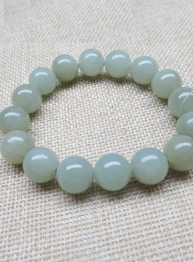 和田玉青白玉手串男女款圆珠手链