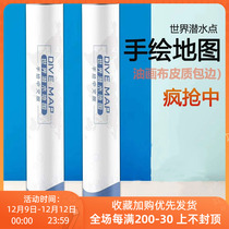 DIY creative world diving subpoint map high-definition hand-painted oil cloth scroll painting Decompression Painted Gods gift box