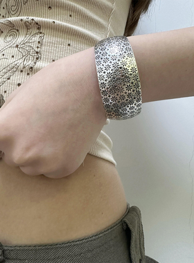 复古民族风雕花手镯开口