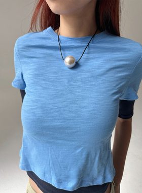 atmshop韩系简约树脂仿珍珠圆球吊坠项链百搭个性清冷多用抽拉绳