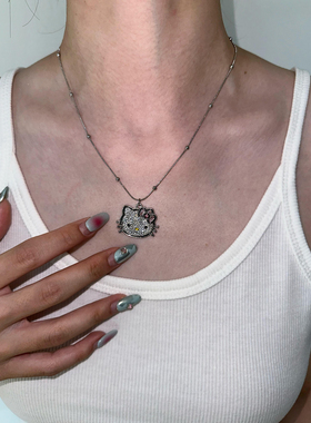 闪钻hellokitty项链锁骨链