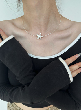 褶皱纹理五角星项圈项链