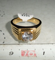 18k gold plated gem ring zircon ring male and female inlay ornament