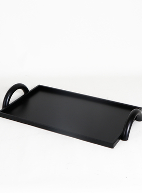 新中式黑色铁艺托盘摆件