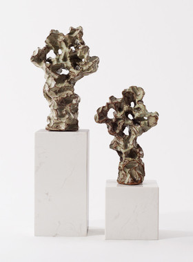 新中式风陶瓷抽象书柜大理石底座