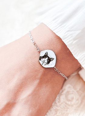 定制宠物猫狗图案钛钢手链