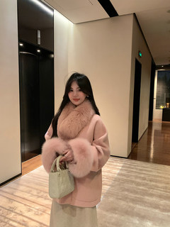 A tao bai fumei fox fur scarf 2025 autumn and winter small double-sided cashmere coat women's woolen cloak jacket