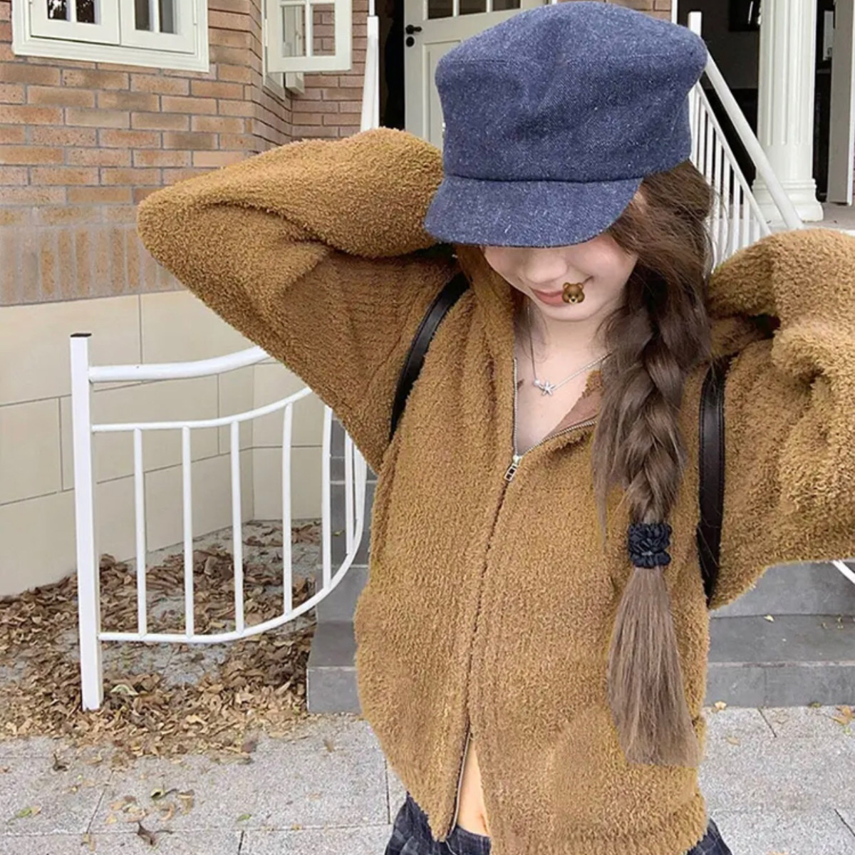 2025秋冬新款美拉德软糯毛衣连帽针织开衫拉链外套短款外搭上衣女,淘宝优惠券,粉丝福利购,淘宝优惠卷