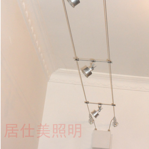 走线灯轨道led射灯聚光灯多头加长吊杆钢丝灯商业家用钢索灯简约 - 图1