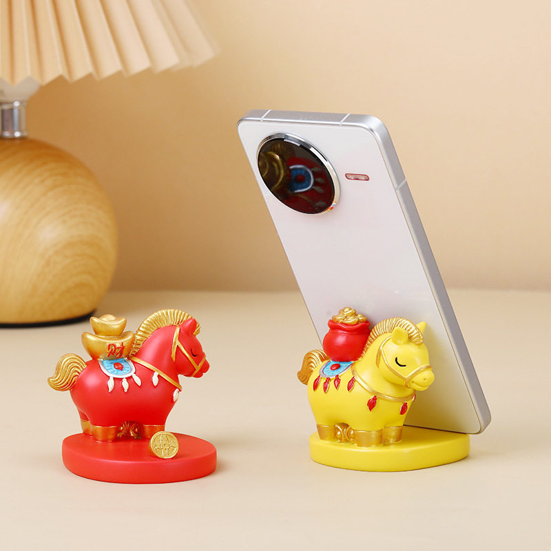 新款马上发财国潮马手机支架摆件马年吉祥物生肖桌面装饰创意,淘宝优惠券,粉丝福利购,淘宝优惠卷
