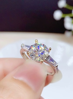 克拉莫桑镀18k白金钻戒空托