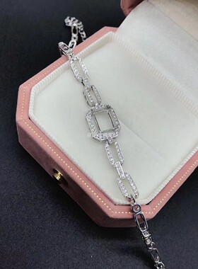 S925纯银6*8mm长方空托