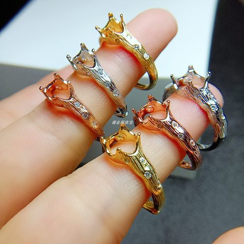 时尚S925银戒指 空托圆6圆7椭圆5*7/6*8mm 镀白金玫瑰黄金色 - 图2