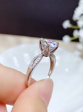 克拉莫桑镀18k白金钻戒空托