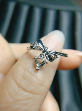 925银空托戒指4*4心形