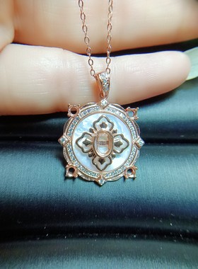 S925银吊坠空托4*6mm圆3mm