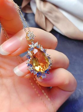 大气S925银吊坠 空托 水滴10*14mm 银托镀白金玫瑰金黄金色