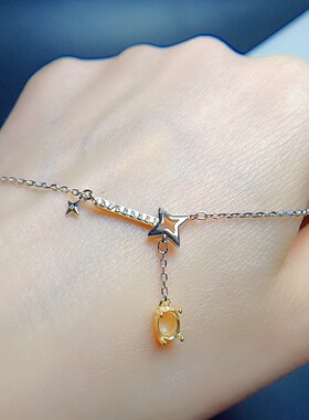 S925银锁骨链空托椭圆形4*5mm