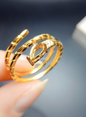 S925银灵蛇戒指空托水滴4*6mm