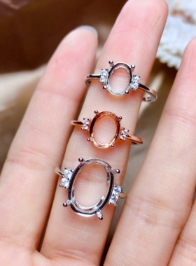 纯银镀18k白金宝石女戒