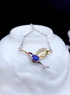 锁骨链镀18k蓝宝石祖母绿空托
