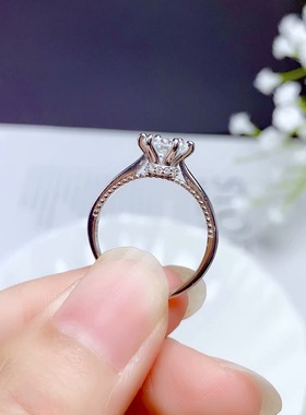 克拉莫桑镀18k白金女戒