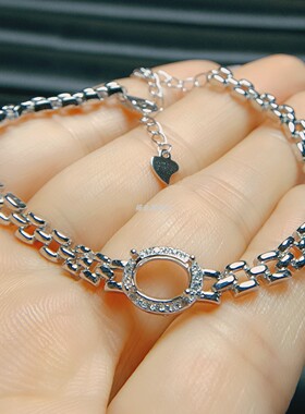 女925银手链空托椭圆形