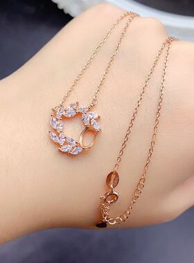 S925银链牌空托椭圆5*7mm