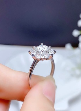 克拉莫桑镀18k白金钻戒空托