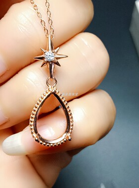 S925银吊坠空托水滴5*7/10*14mm