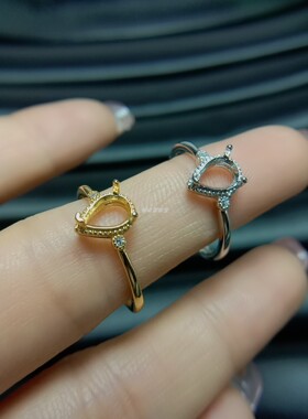 925银戒指空托水滴5*7mm