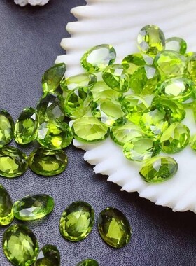 天然橄榄石裸石戒面椭圆3*4/3*5/4*6/5*7/6*8/7*9/8*10/9*11mm