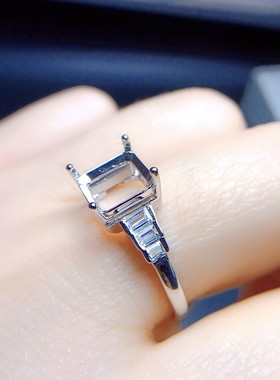 925银戒指倒角正方8*8mm