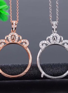 diy精工纯银镀18k白金宝石吊坠