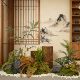Simple simulated green plant landscaping combination, indoor entrance corner, fern plant decoration under the stairs, bionic plants