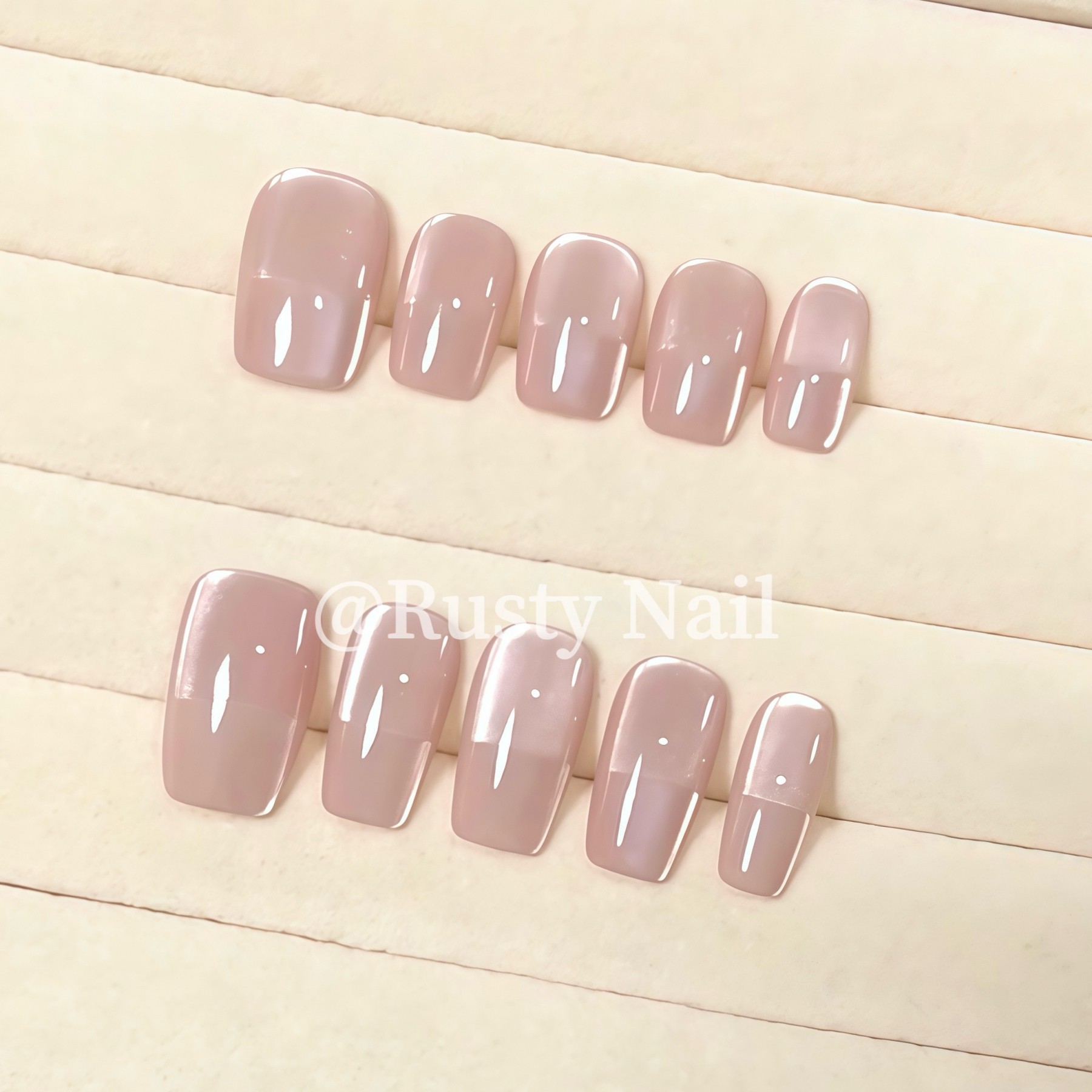 【现货】温柔纯欲冰透高级感法式猫眼手工穿戴甲短款粉色美甲贴片,淘宝优惠券,粉丝福利购,淘宝优惠卷