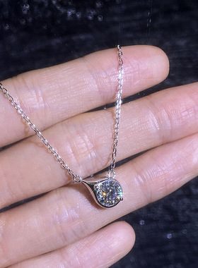 S925纯银1克拉莫桑钻石项链D色轻奢小众设计感吊坠高级感锁骨链