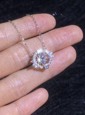 莫桑钻项链跳动海洋之心项链女锁骨链轻奢小众设计感精致百搭简约